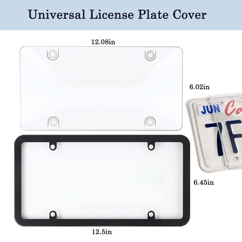 OUCPC 1 Pack Clear License Plate Covers and Frames, Car