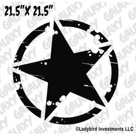 SkunkMonkey - Hood Decal Compatible with Jeep Wrangler TJ LJ JK JKU - Distressed Army Star Oscar Mike Sticker - Yellow Stickers