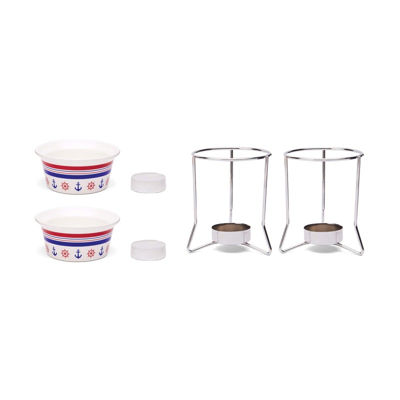 Nantucket Seafood Ceramic Butter Warmers, Nautical Design, Set of 2