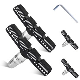 Bike Brake Pads Set, 70mm Universal V-Brake Blocks for Mountain and Road Bicycles, No Noise, No Skid, Includes Hex Wrench, Nut, and Shims for Front and Rear Wheels 2Pairs