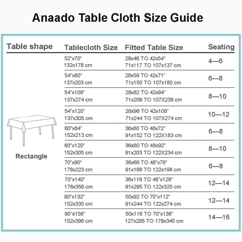 Anaado Table Cloth for 10 Foot Table, Washable, White Table