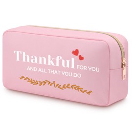 Heigebi Thank You Gift for Women Girls Makeup Bag Appreciation Gifts for Female Friends Sister Inspirational Gift for Employee Farewell Coworker Leaving Gifts Oxford Cloth Cosmetic Bag