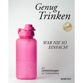 MAMEIDO Drinking Bottle 1 Litre with Straw & Time Marking as Drinking Reminder, Leak-Proof Water Bottle, Sports Bottle, BPA-Free, Gym Water Bottle, Bottle Made of Tritan (Glow Couture, 1000 ml)