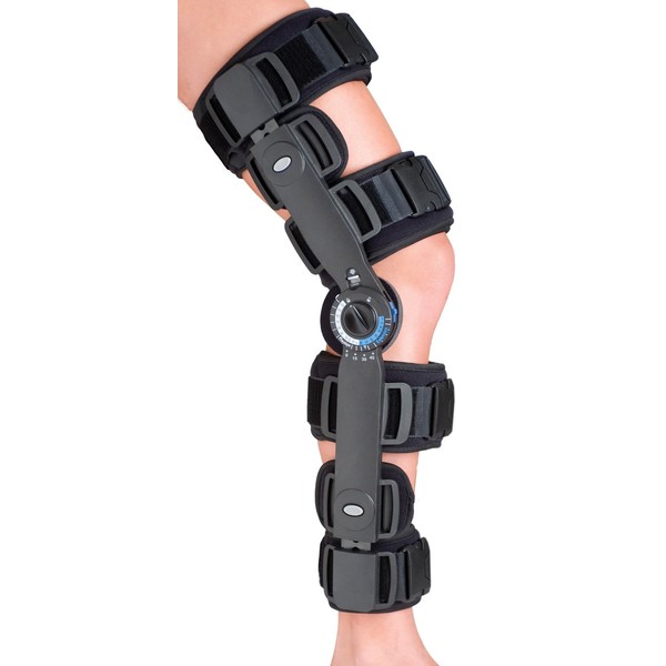 Rolyan Defender Post-Op Knee Brace, Cool Style, Regular Size, Hinged Knee Brace Limits Flexion and Extension, Knee Support for Recovering from Knee Injuries, MCL and ACL Tears, and Torn Meniscus