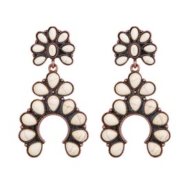 EVER FAITH Bohemian Turquoise Earrings Statement Cowgirl Country Concho Dangling Vintage Stud Earrings Western Jewellery for Women, Turquoise