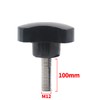 Star Knob Grip M12 x 100mm Male Thread Triangle Head