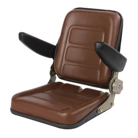 LS-01 Universal Tractor Seat W/Armrest Adjustable Backrest±50°For Dumper Forklift Mower Digger (Brown) (Model 4)