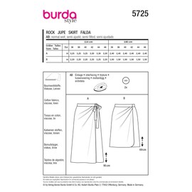 Burda Style #5725 Women's Sewing Pattern Wrap Skirts with Ties and Waistband and Asymmetric Pleats Sizes 8-10