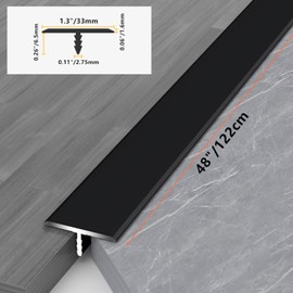 10 Pcs Aluminium Alloy T Molding Floor Transition Strip 48" Long Doorway Edge Trim 1.3"/33mm Wide Black