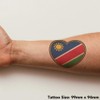 'Namibia Flag Heart' Temporary Tattoo - Water Resistant, Skin-Safe, Non-Toxic