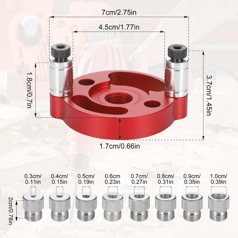 Zocipro Woodworking Center Finder Tool Kit, Aluminium Alloy Drill Guide