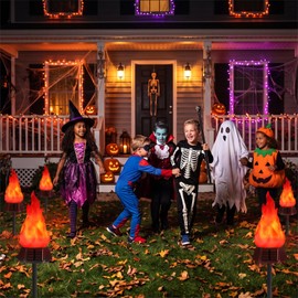 Solar Halloween Lights Outdoor, 4 Pack Solar Torch Light Waterproof