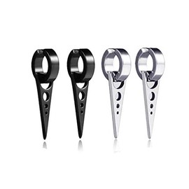 Triangle Drop Clip on Hoop Earrings for Men Women Stainless Steel 2 Pairs Non Pierced Ears Ring Hoop for Unisex