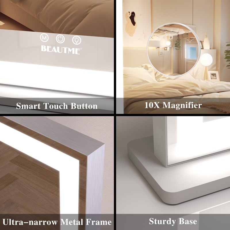 BEAUTME Vanity Mirror 20.5x24.1 Inch,Makeup Mirror with Lights,Hollywood Mirror,LED Mirror