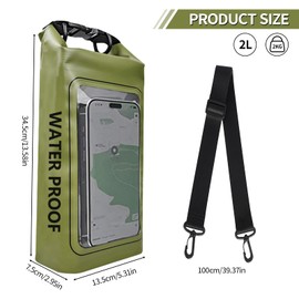 Sparkaesth Bolsa seca impermeable,dry bag，IP68 de 2 L – Mochila enrollable con funda para bolsa,Correa de Hombro Ajustable, Ideal para Kayak, Rafting, Natación, Mochila Impermeable, Senderismo(Negro)