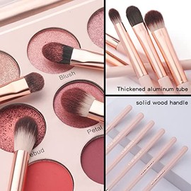 Juego de 12 brochas de maquillaje profesional de Neria, para base de maquillaje, brocha para base de maquillaje, sombra de ojos, labios, brillos y cejas