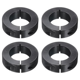 sourcing map 4Pcs Single Split Shaft Collar, 1" Bore One Piece Clamping Collar 1-3/4" OD 1/2" Thickness Black Oxide Lock Collar Clamp with Set Screws (1045 Steel)