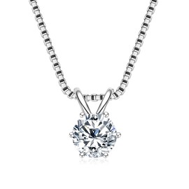 WOAINI Moissanite Pendant Necklaces for Women, Solitaire Moissanite Necklace Pendant, 18" & 2" Extender, Valentine's Day Anniversary Birthday Gift for Lady, 925 Sterling Silver 18K Gold Plated,
