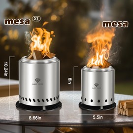 PY SUPER MODE Tabletop Fire Pit with Stand 10.2 x 8.7 in, Smokeless Firepit Camping Outdoor Table Top Firepit for Urban & Suburbs with Portable Travel Bag, Fueled by Pellets or Wood, Stainless Steel