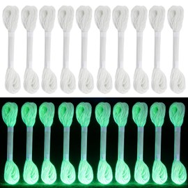 10PCS 8m Glow in the Dark Embroidery Thread,6-Ply Polyester Thread Luminary Glow in the Dark Thread Kit for Embroidery, Quilting,Cross-Stitch