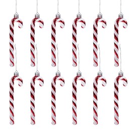 Gwhole Pack of 12 Candy Canes Glitter Christmas Decoration Christmas Tree Pendants Red and White 13 cm