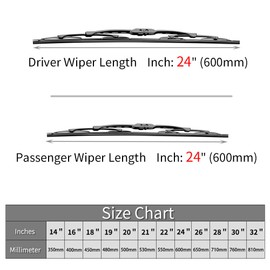 Replacement for Dodge Ram 1500, 2500, 3500, 4500 Windshield Wiper Blades - 24"+24" Front Window Wiper - fit 2002-2008 Vehicles - OTUAYAUTO Factory Aftermarket