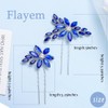 Flayem Wedding Hair Pins Blue Rhinestone Hair Accessories Bridal Crystal
