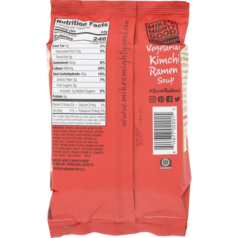 Mikes Mighty Good, Soup Ramen Kimchi, 2.3 Ounce