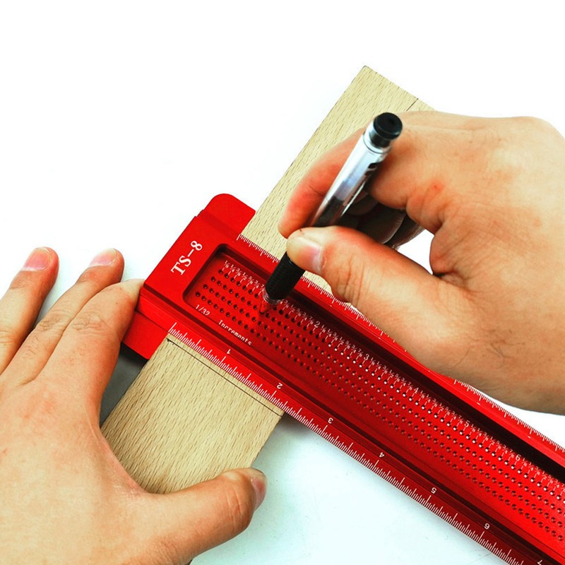 TS-8 Woodworking Hole Ruler Aluminum T shaped Measuring Tool Mini
