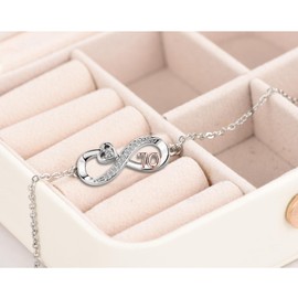 ZakiaHo 70th Birthday Gifts for Women Jewelry Nana Dainty Adjustable Love Heart Infinity Rose Gold Plated Clear Crystal Bracelets