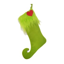 Cozypower 4 Pcs Green Christmas Stocking Hanging 18 Inch Cozy Faux Fur Christmas Stocking with Heart Tag Candy Gift Socks Christmas Ornament Decorations for Fireplace Gift Present Xmas Tree Decoration