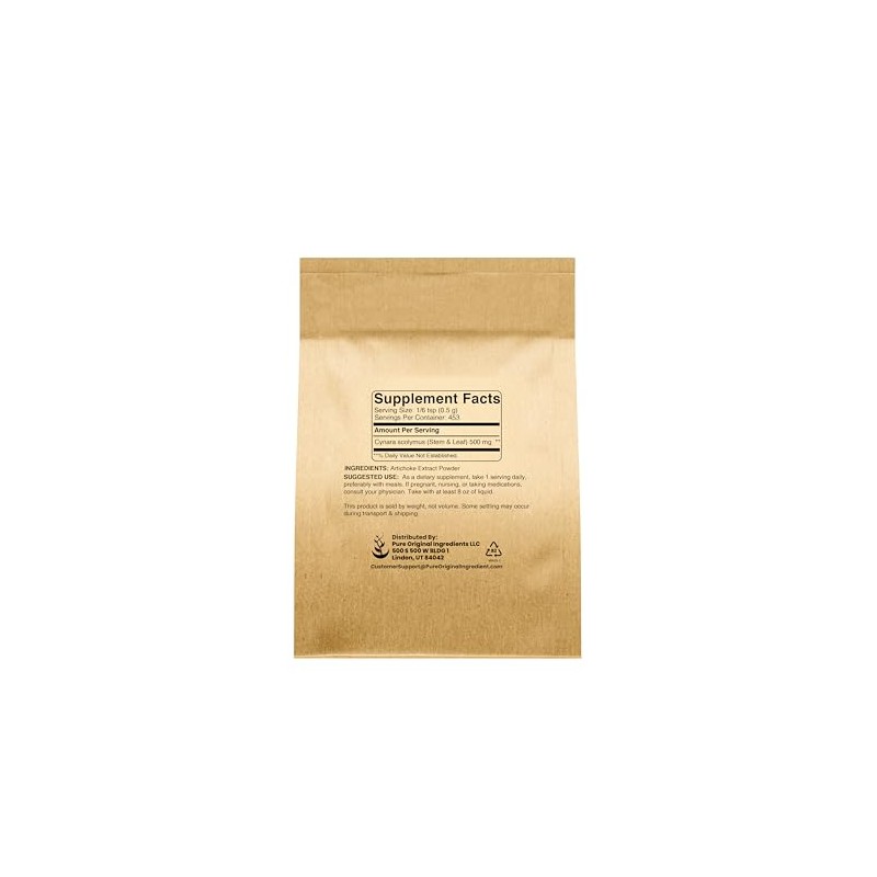 PURE ORIGINAL INGREDIENTS Artichoke Extract (8oz) Herbal Supplement, Gluten-Free, Non-GMO