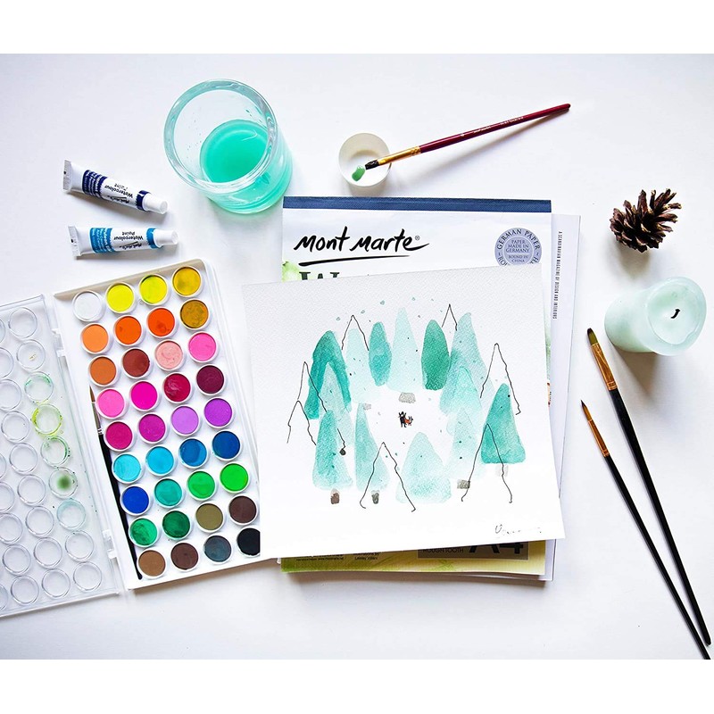 Mont Marte Watercolour Paint Set, 36 Vibrant Colours with 1