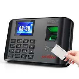 JIAN BOLAND A5 Time Clock-Time Clocks for Employees Small Business-Fingerprint, RFID and PIN Biometric Time Clock, Office Punch Clock, with 5 Badges-0 Monthly Fees