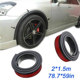 2 Pcs L150cm, Black Rubber Car Wheel Arch Protection W3.8cm Universal Mudguard Trim Anti Collision Strips Moldings