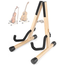 Wood Violin Stand with bow holder, Ukulele Stand, Wooden Stand for Mini Small Guitars, Banjo and Mandolin