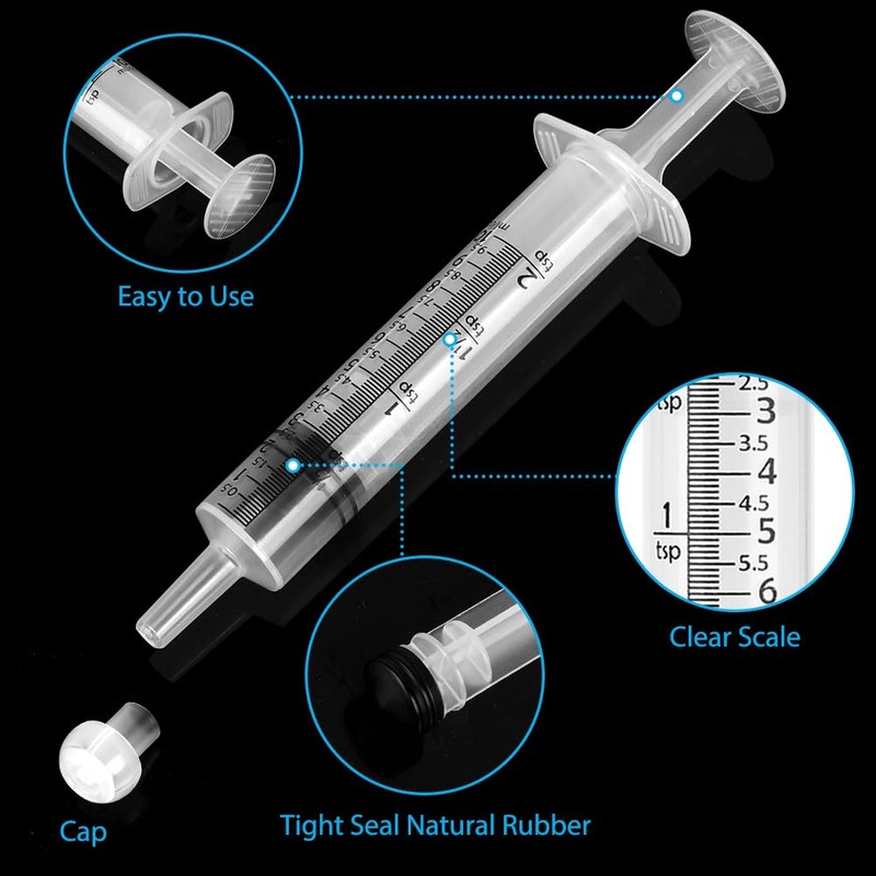 5 Pack 10mL Syringes, 10cc Syringe with tsp & mL