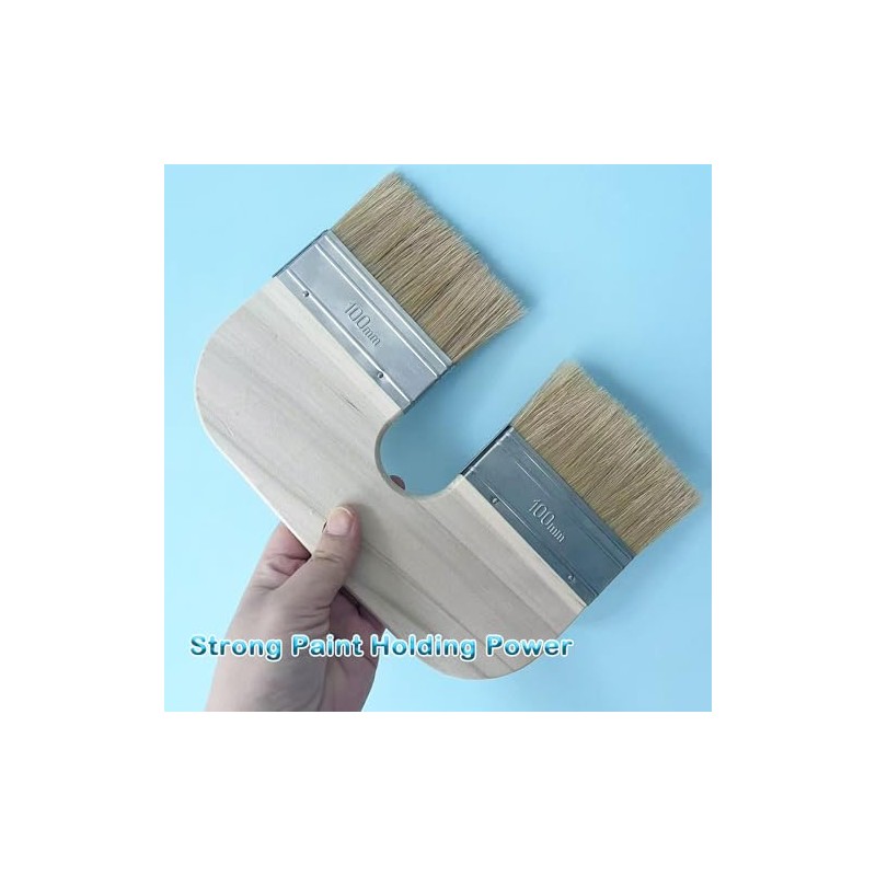 4-Inch Natural Bristle Limewash Brush – U-Shaped Double Bristle for