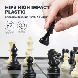 Chess Board Set Game -Travel Magnetic Chess Piece Set with Chess Folding/Portable Storage Board-Traditional Strategy Game for Kids/Children/Adults (Black/White) two boxes