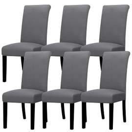 Lellen Dining Chair Covers Set of 6, Stretch Chair Covers Dining Chair Slipcovers Removable Washable Reusable Home & Kitchen Decor Protector Dining Room Chair Covers,Grey