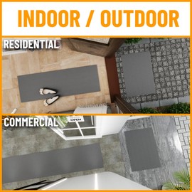 Sweet Home Stores Scrape Rib Collection Waterproof Non-Slip Rubberback Solid Design 3x10 Indoor/Outdoor Runner Rug, 2'7" x 9'10", Gray