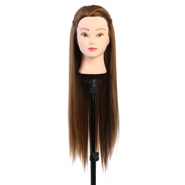 Heat-Resistent Mannequin Head, Environment-Friendly Silky Human Hair Styling Training Head, Hair Salons for Beauty Teacher Hair Stylists Hair-Styling