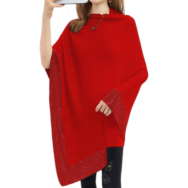 Neiman By Women's Poncho, Sparkling Rhinestone Included, Elegant, Shawl, Cape,