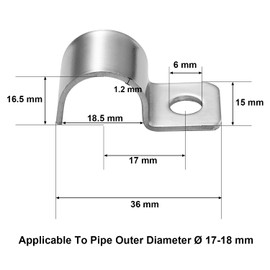 FamlTol Pack of 20 High Performance Metal Cable Clamps Single Hole Double Rod Mat Fence Fixing for Empty Pipe Fixing Diameter 18 mm Silver