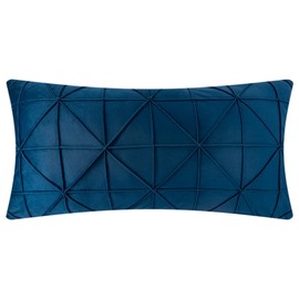 JWH Velvet Throw Pillow Cover Decorative Simple Geometric Accent Pillow Case Soft Cushion Handmade Pillowcase Bed Couch Bedroom 14x28 Inch Navy Blue