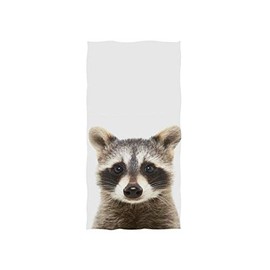 Unimagic Hand Towel Cute Animal Raccoon Face Towel Ultra Soft Quick Dry Towel Highly Absorbent Wash Cloth 30x15 Inch Bathroom Towel