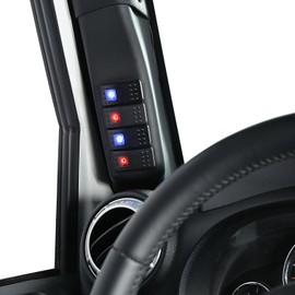 u-Box JK Wrangler Light Switch Pod Panel A Pillar w/ 4X Rocker Switches for Jeep Wrangler JK 2007 2008 2009 2010 - Driver Side