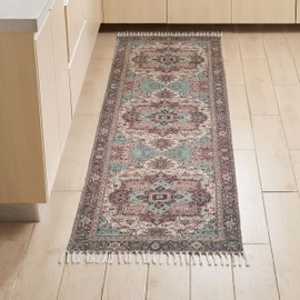 Jessica Simpson Chenille Mahara Fringe Rug - Skid-Resistnat & Washable Runner Rug - 26" x 78"