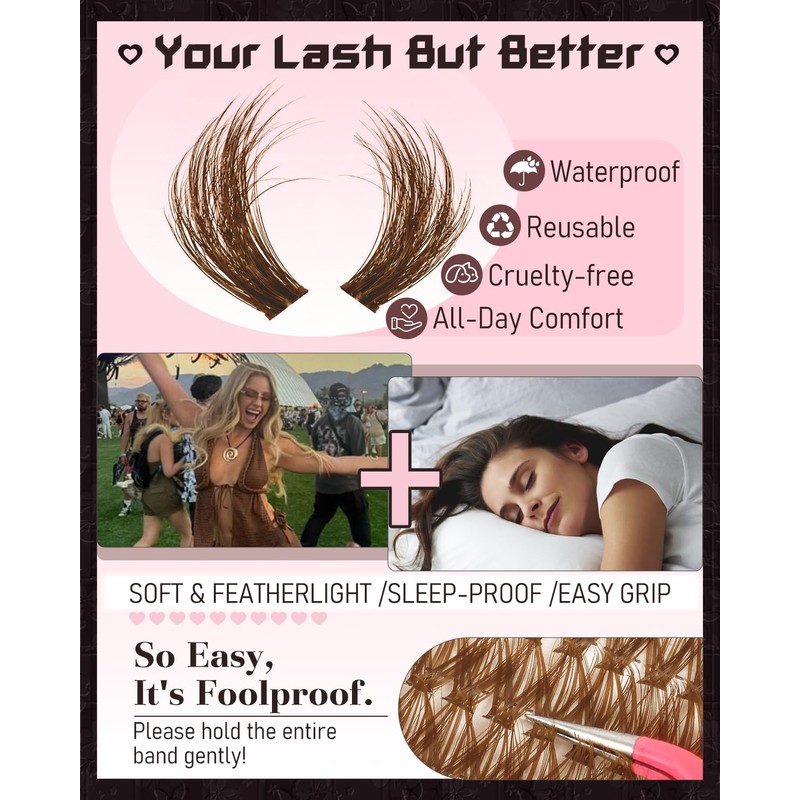 Brown Lash Clusters Kit 50D & Spikes Dark Brown Eyelash