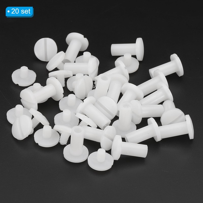PATIKIL 12mm Chicago Screws, 20 Sets Plastic Chicago Screws Slotted